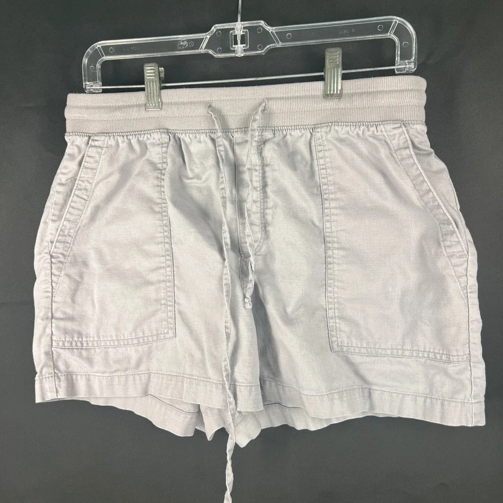 Gap Womens Light Grey Linen Blend Pull On Drawstring Utility Shorts Size Small